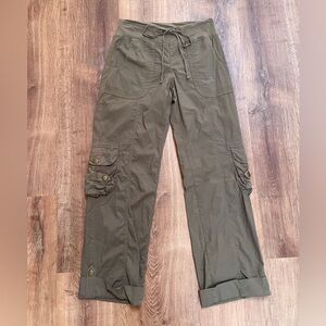 Mindset by XCVI Wearables Cotton Cargo Pants Medium Green Boho Casual Drawstring